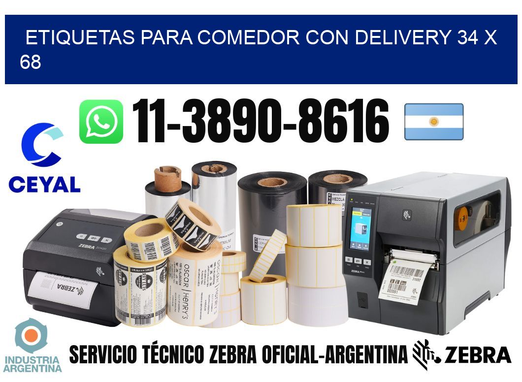 etiquetas para Comedor con delivery 34 x 68
