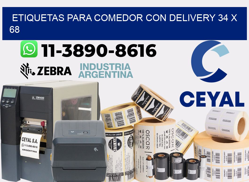 etiquetas para Comedor con delivery 34 x 68