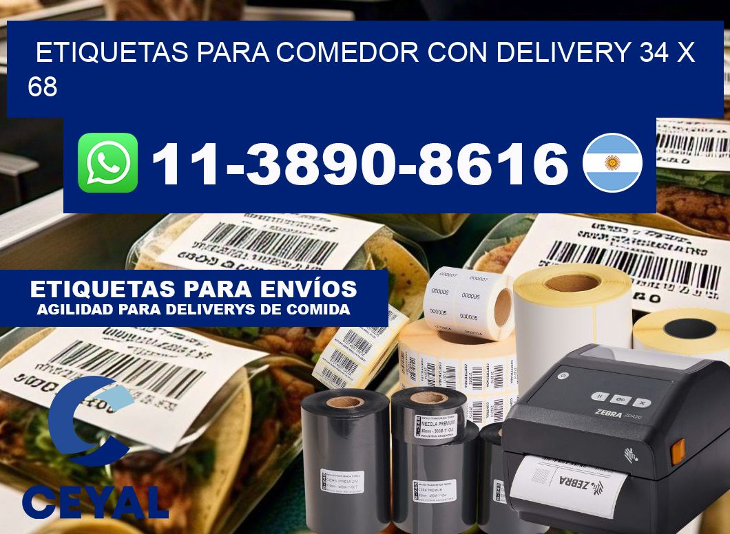 etiquetas para Comedor con delivery 34 x 68