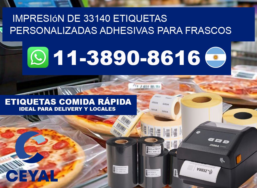 impresión de 33140 etiquetas personalizadas adhesivas para frascos