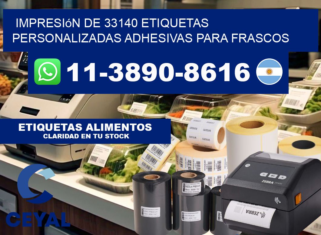 impresión de 33140 etiquetas personalizadas adhesivas para frascos