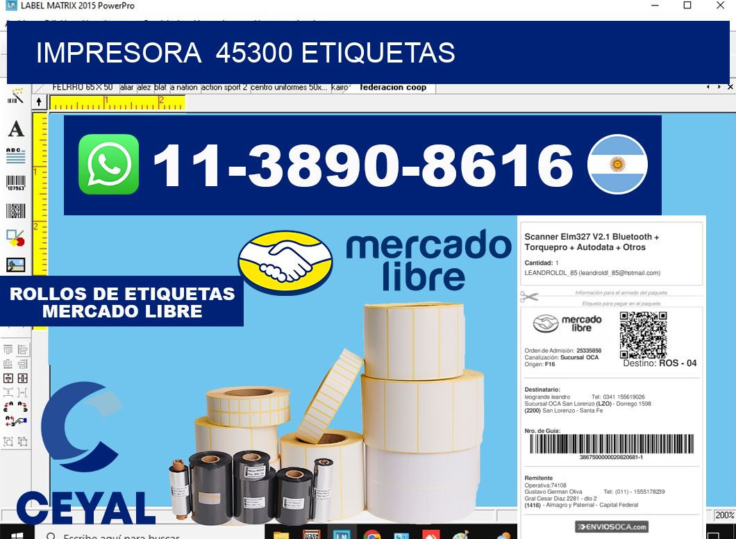 impresora  45300 etiquetas