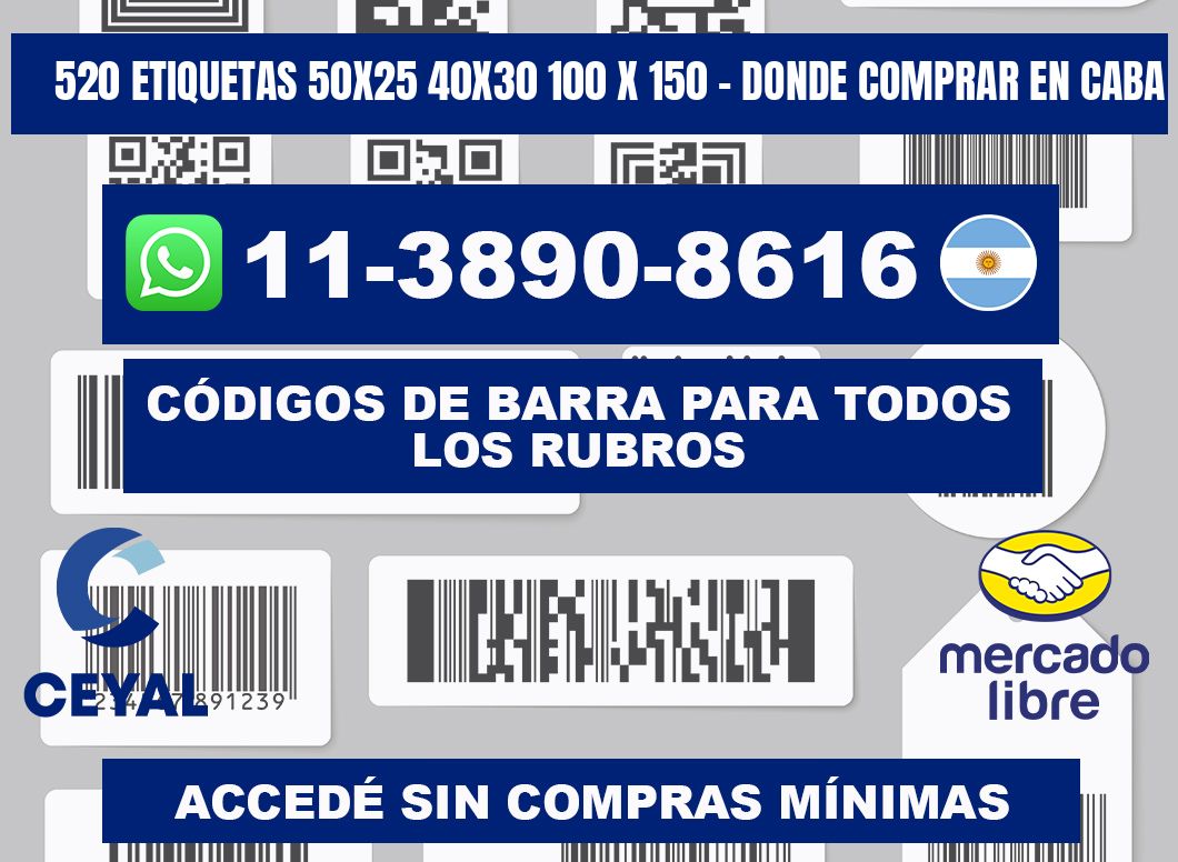 520 etiquetas 50x25 40x30 100 x 150 - Donde Comprar en Caba