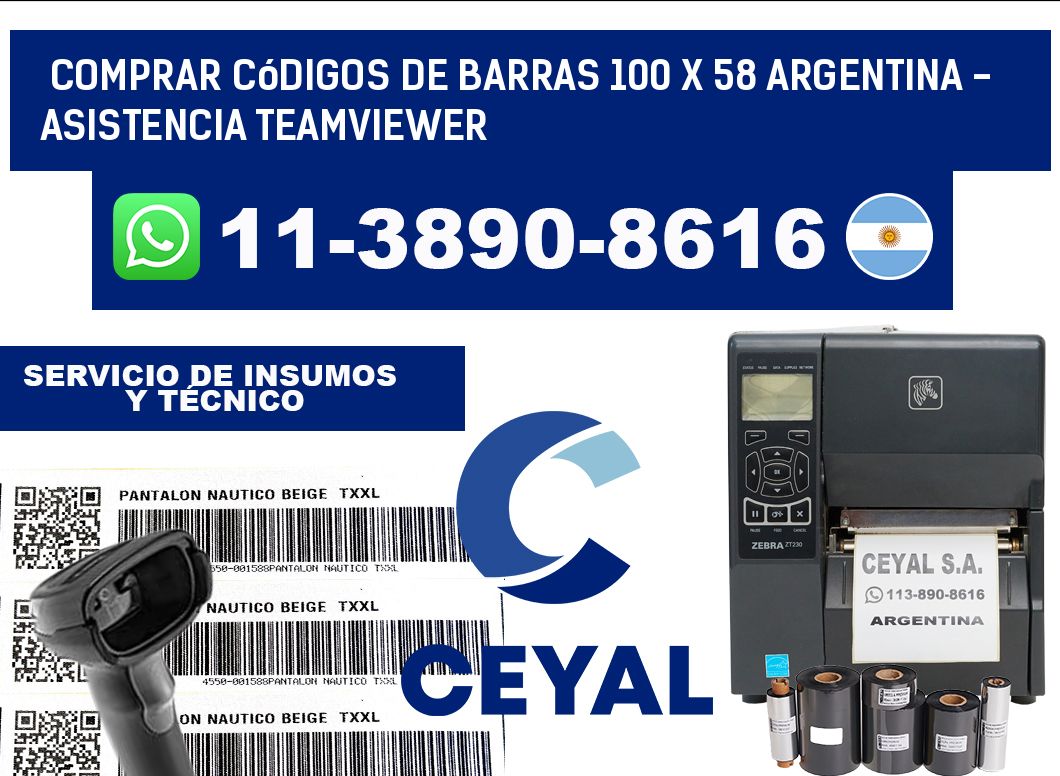 Comprar códigos de barras 100 x 58 argentina - asistencia teamviewer