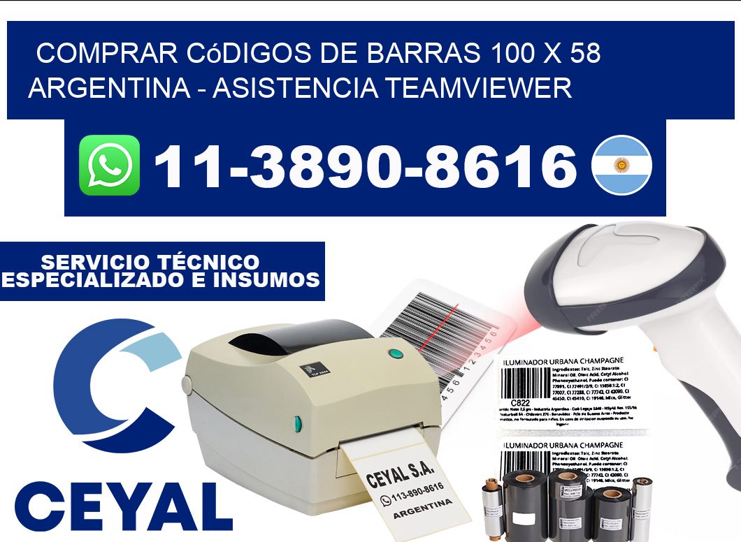 Comprar códigos de barras 100 x 58 argentina - asistencia teamviewer