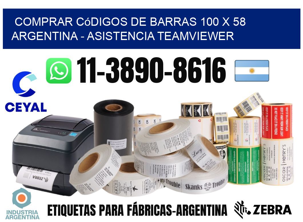 Comprar códigos de barras 100 x 58 argentina - asistencia teamviewer