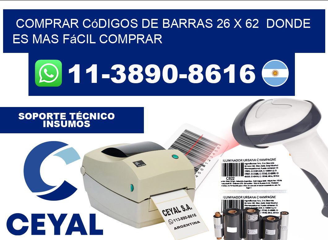 Comprar códigos de barras 26 x 62  Donde es mas fácil comprar