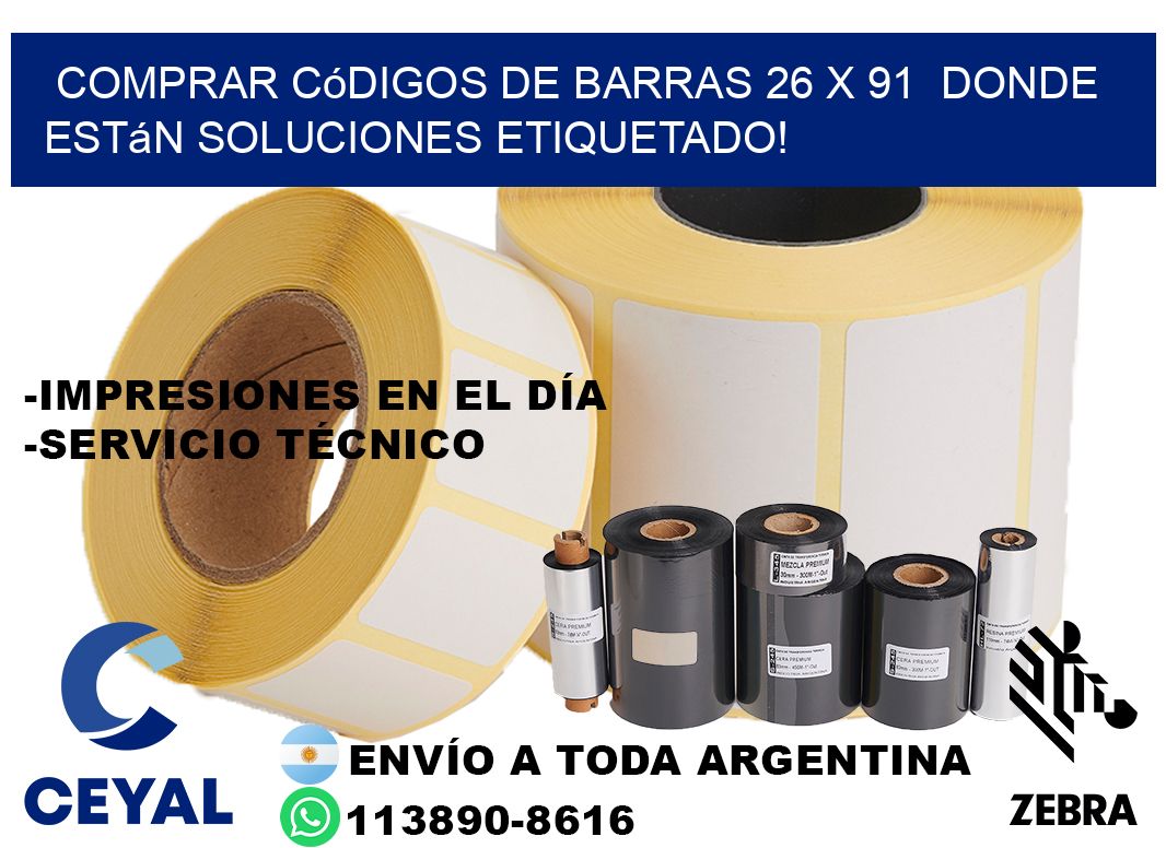Comprar códigos de barras 26 x 91  donde están soluciones etiquetado!