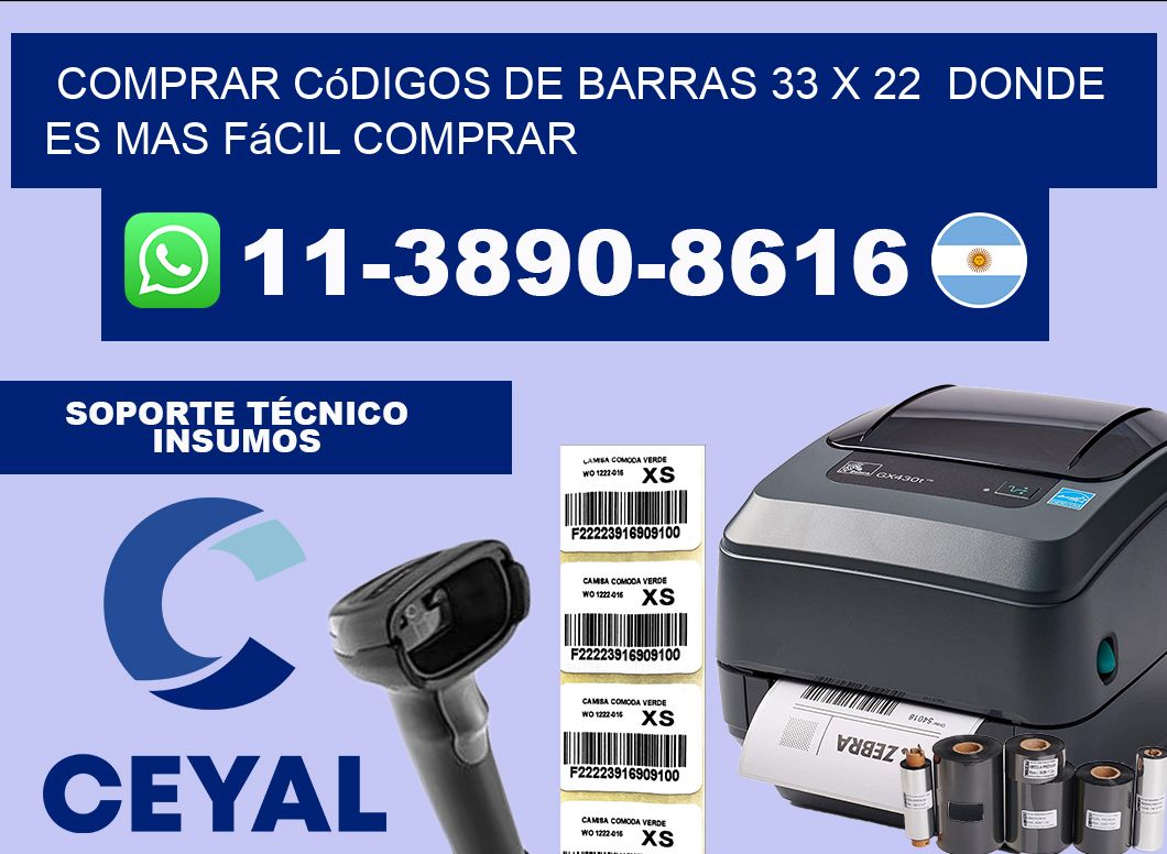 Comprar códigos de barras 33 x 22  Donde es mas fácil comprar