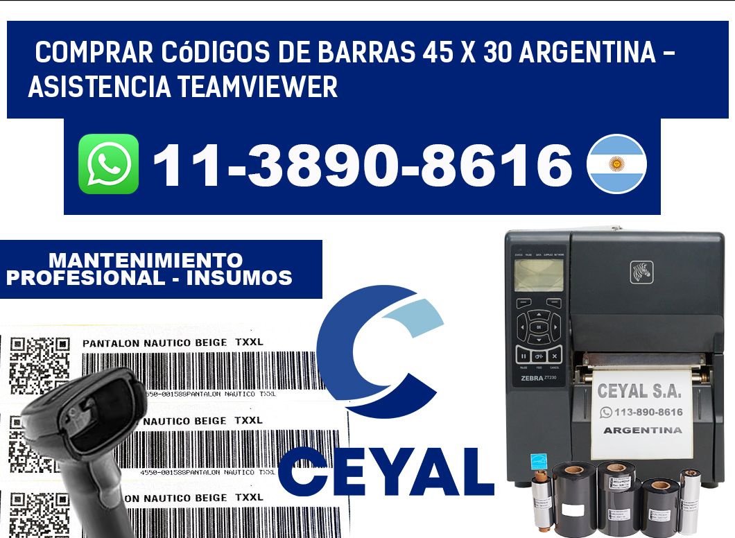 Comprar códigos de barras 45 x 30 argentina - asistencia teamviewer