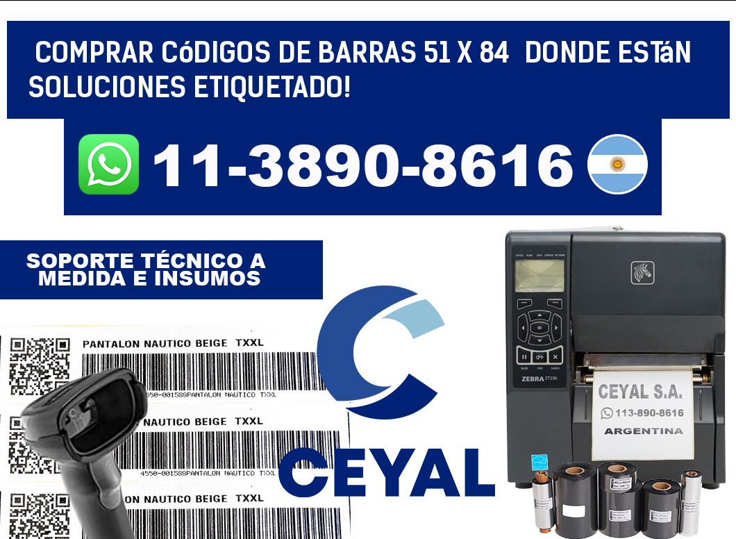 Comprar códigos de barras 51 x 84  donde están soluciones etiquetado!