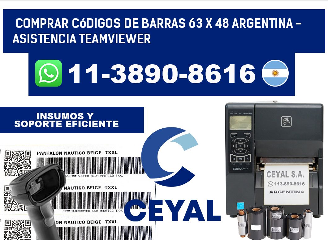 Comprar códigos de barras 63 x 48 argentina - asistencia teamviewer