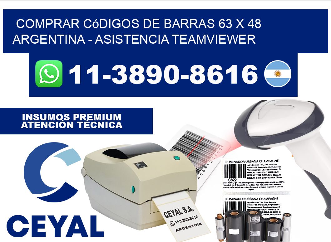 Comprar códigos de barras 63 x 48 argentina - asistencia teamviewer