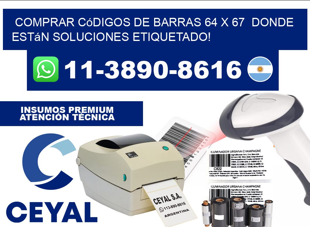 Comprar códigos de barras 64 x 67  donde están soluciones etiquetado!