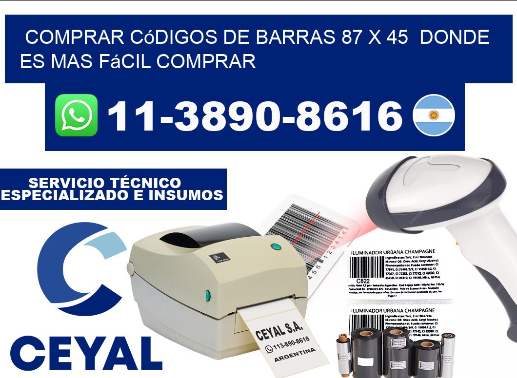 Comprar códigos de barras 87 x 45  Donde es mas fácil comprar