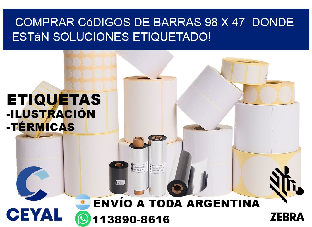 Comprar códigos de barras 98 x 47  donde están soluciones etiquetado!