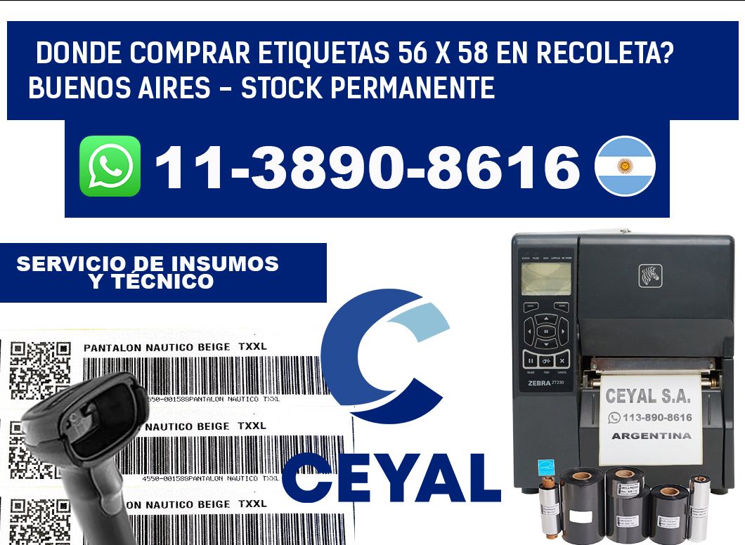 Donde Comprar etiquetas 56 x 58 en RECOLETA? Buenos Aires - Stock permanente