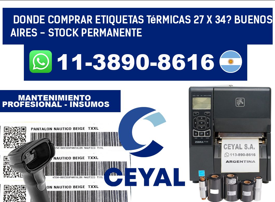Donde Comprar etiquetas térmicas 27 x 34? Buenos Aires - Stock permanente