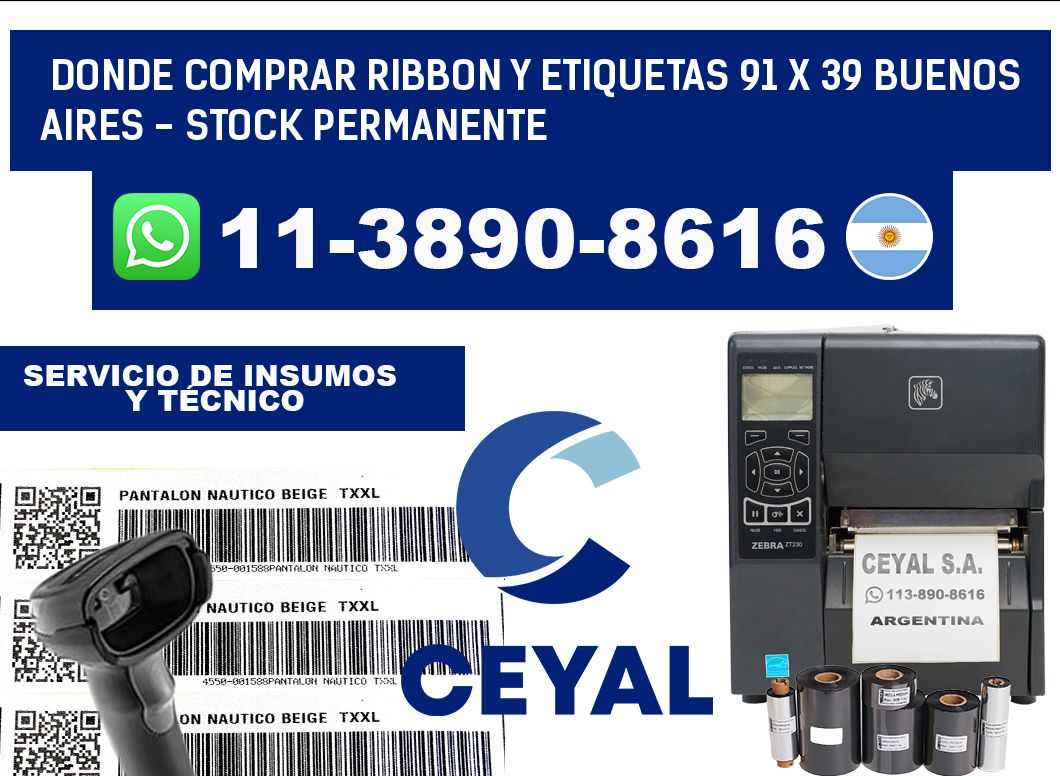 Donde Comprar ribbon y etiquetas 91 x 39 Buenos Aires - Stock permanente