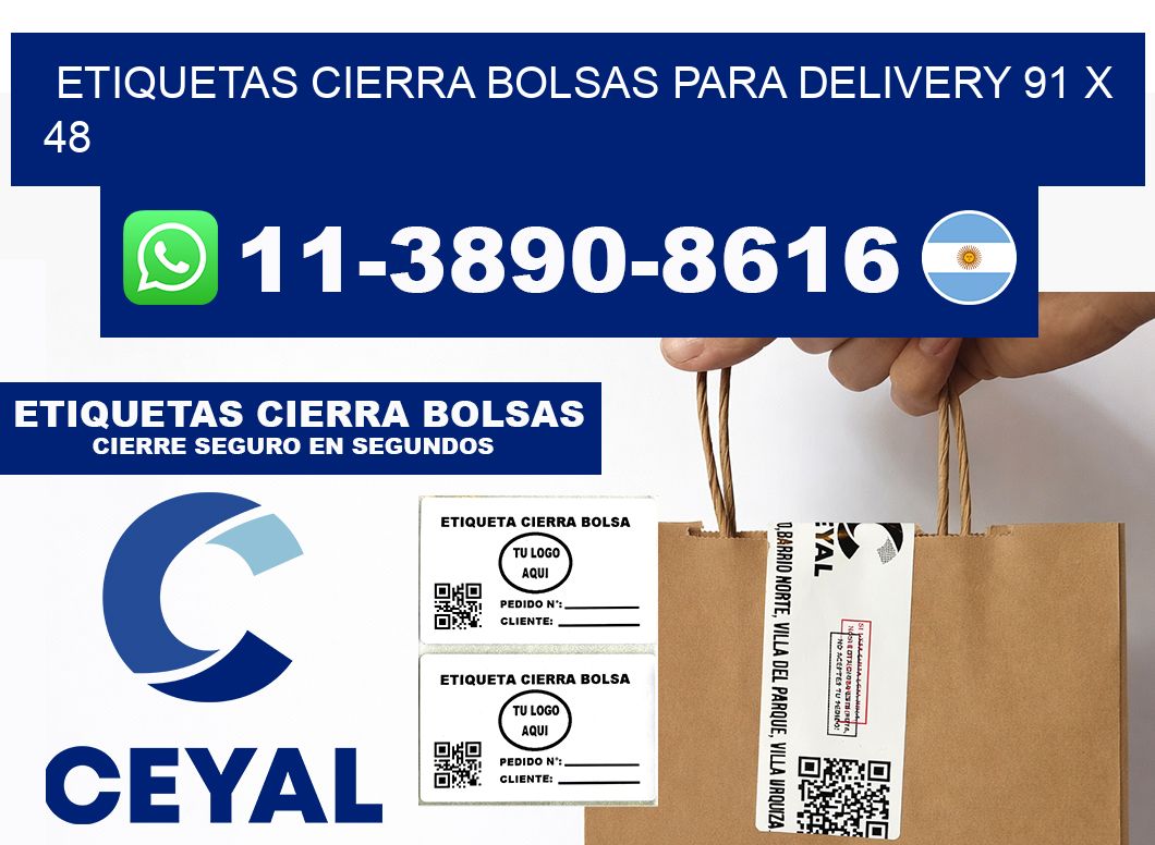ETIQUETAS CIERRA BOLSAS PARA DELIVERY 91 x 48