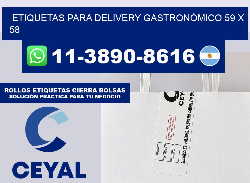 ETIQUETAS PARA DELIVERY GASTRONÓMICO 59 x 58