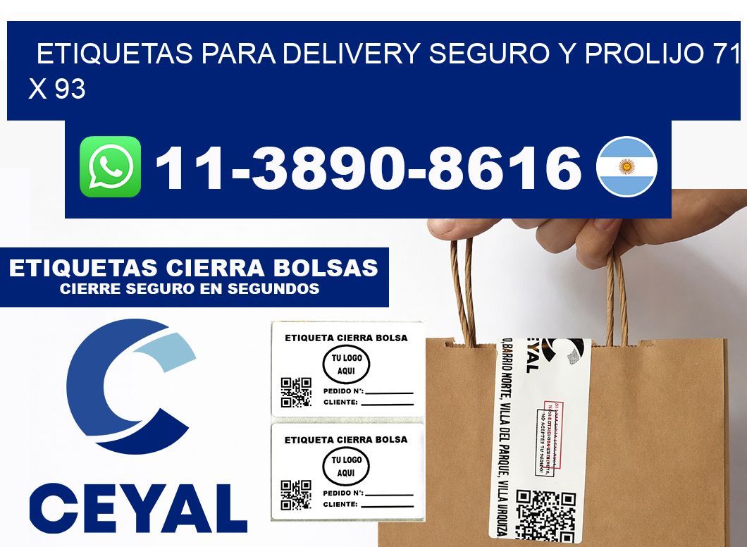 ETIQUETAS PARA DELIVERY SEGURO Y PROLIJO 71 x 93