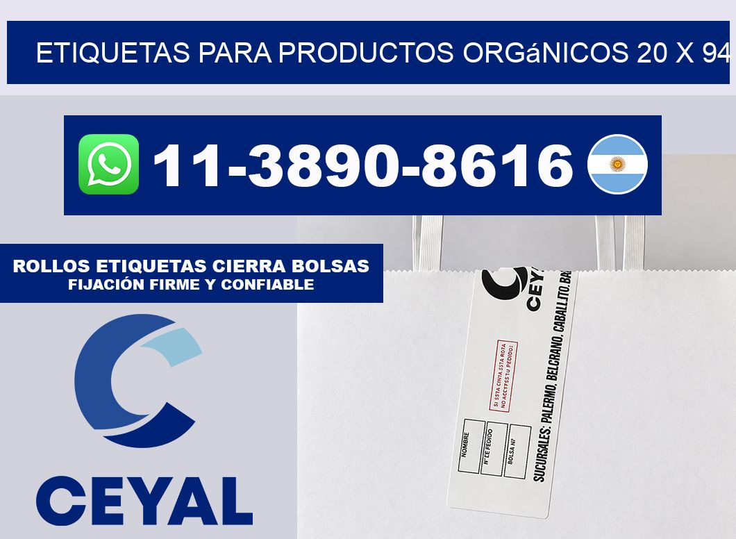 Etiquetas para productos orgánicos 20 x 94