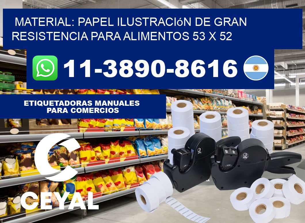 Material: papel ilustración de gran resistencia para alimentos 53 x 52
