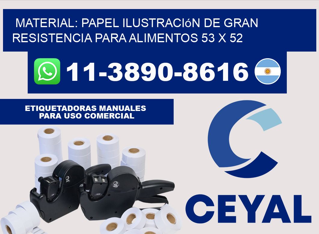 Material: papel ilustración de gran resistencia para alimentos 53 x 52