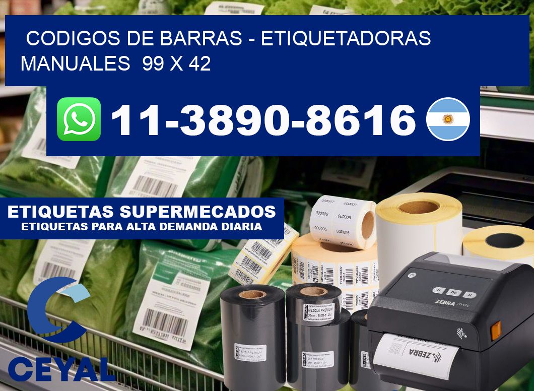 codigos de barras - Etiquetadoras Manuales 99 x 42