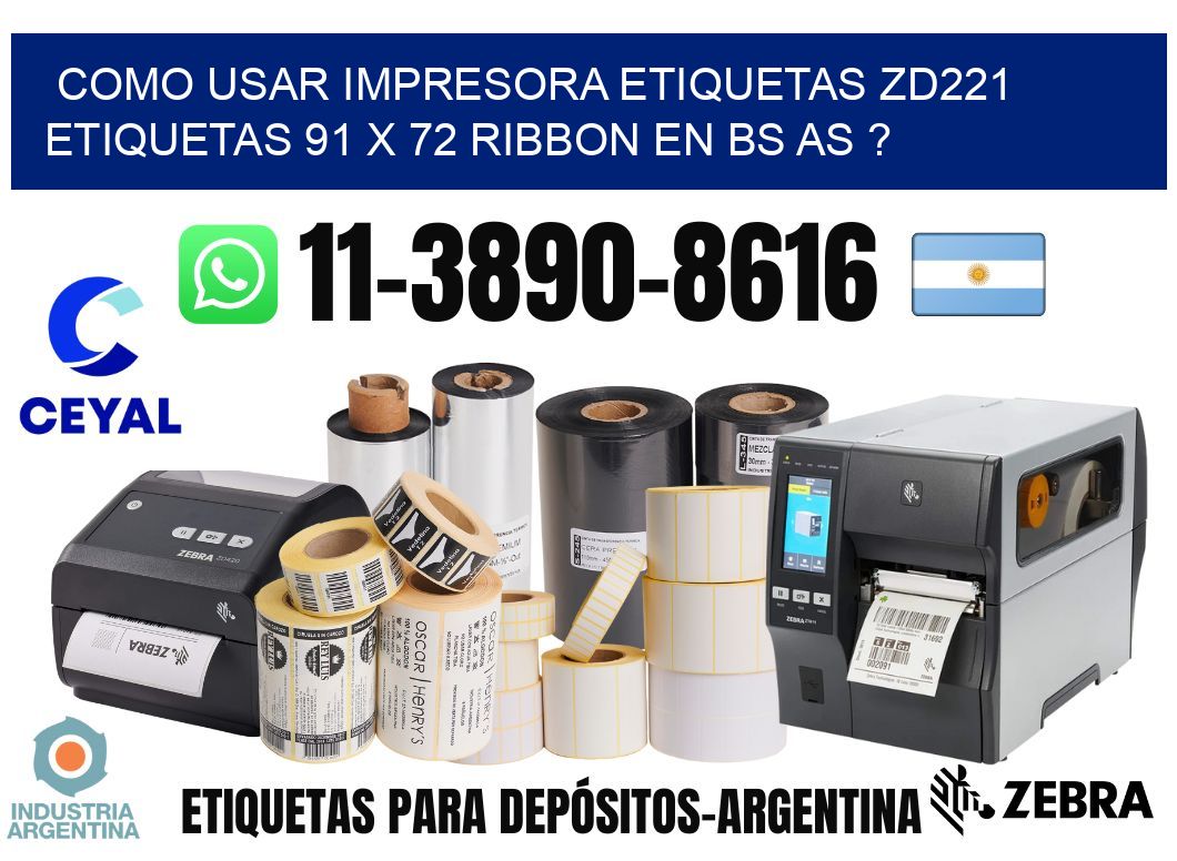 como usar impresora etiquetas zd221 etiquetas 91 x 72 ribbon en BS AS ?