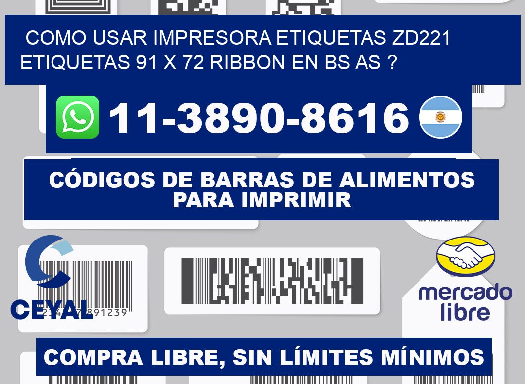 como usar impresora etiquetas zd221 etiquetas 91 x 72 ribbon en BS AS ?