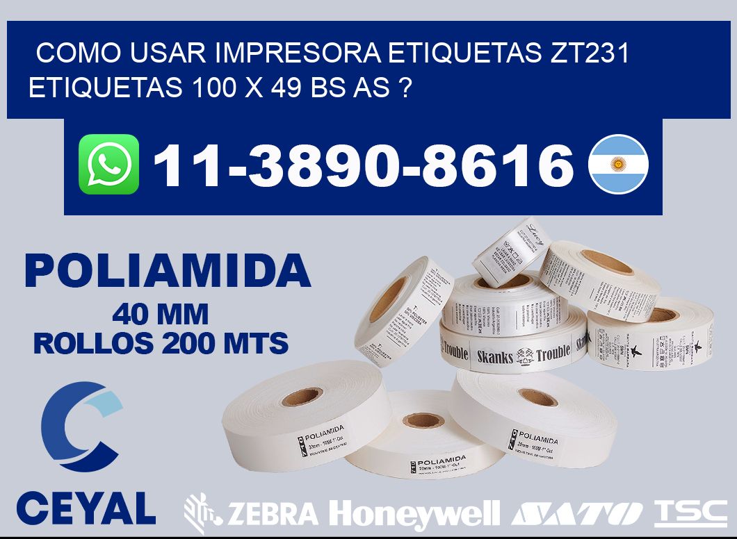 como usar impresora etiquetas zt231 etiquetas 100 x 49 BS AS ?