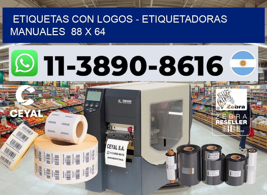 etiquetas con logos - Etiquetadoras Manuales  88 x 64