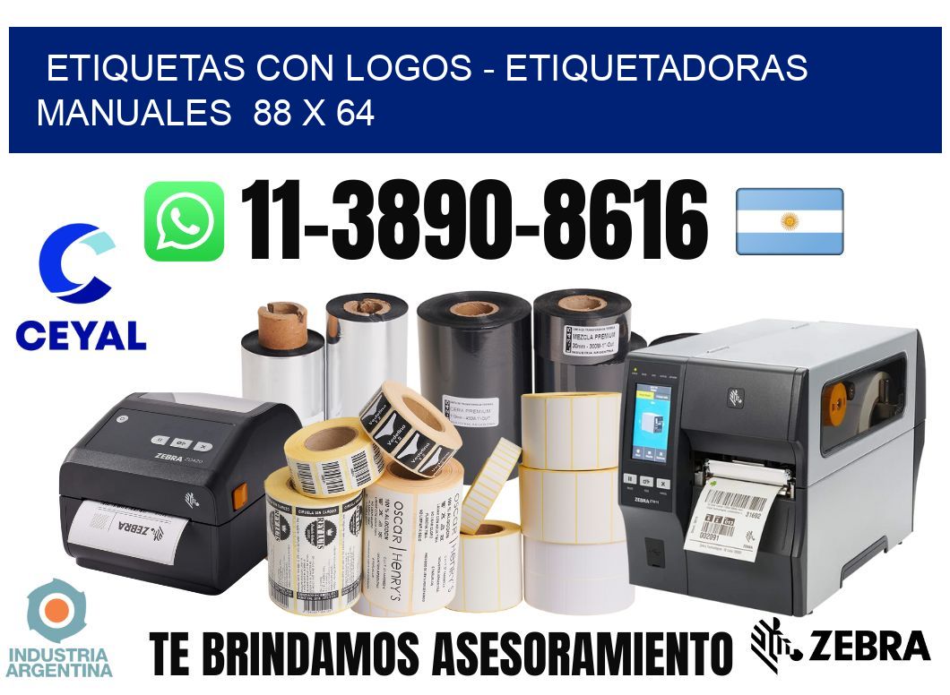 etiquetas con logos - Etiquetadoras Manuales  88 x 64