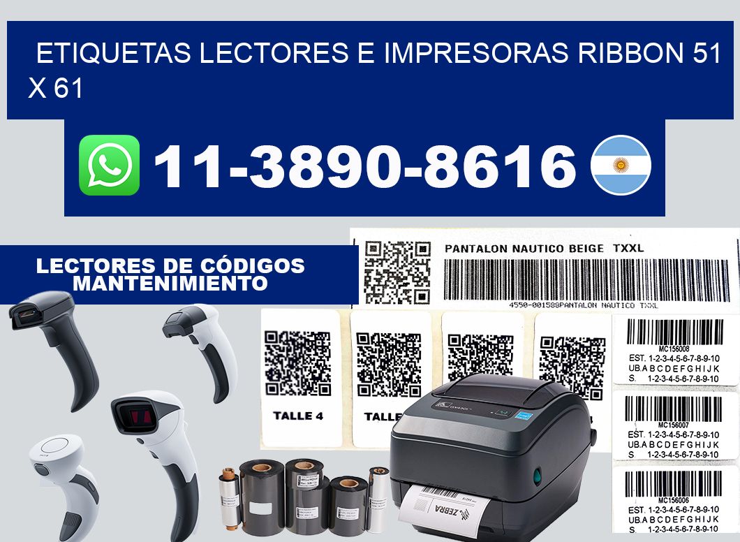 etiquetas lectores e impresoras ribbon 51 x 61