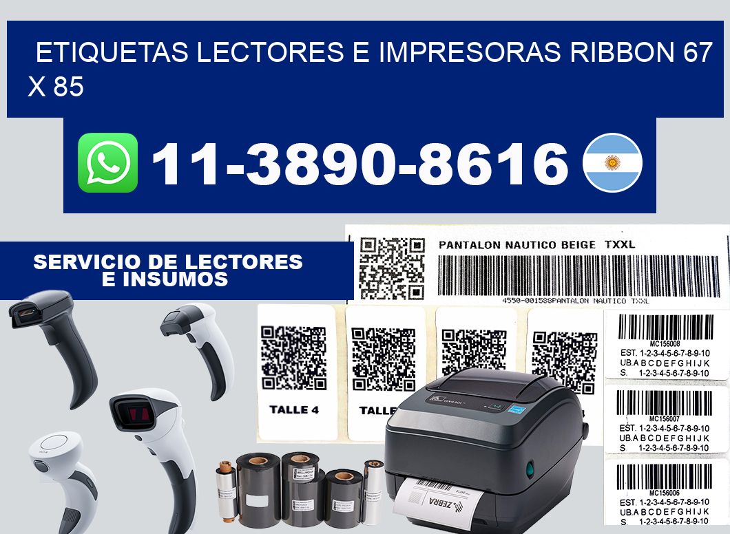etiquetas lectores e impresoras ribbon 67 x 85
