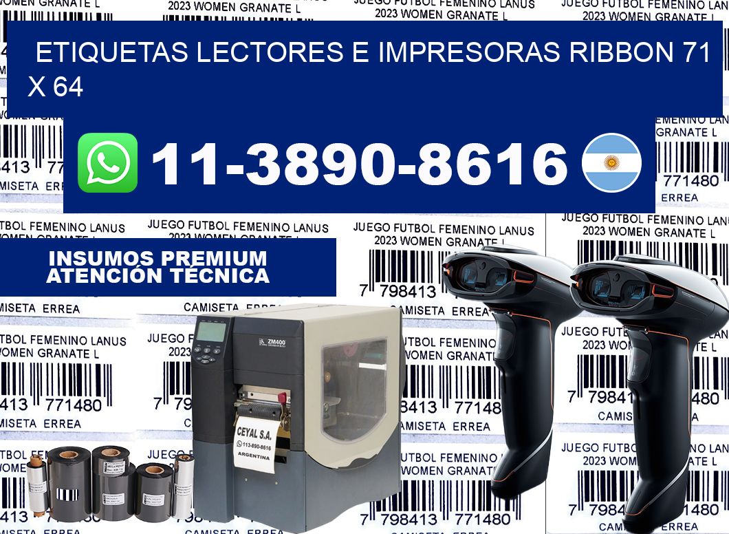 etiquetas lectores e impresoras ribbon 71 x 64