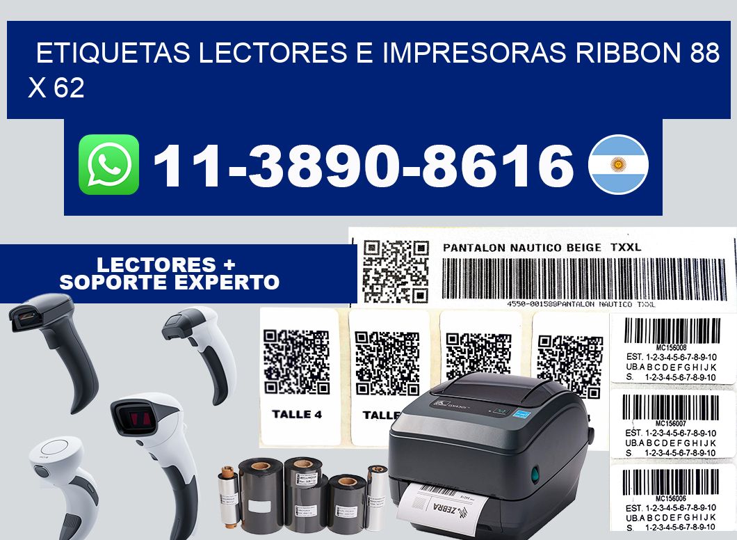 etiquetas lectores e impresoras ribbon 88 x 62