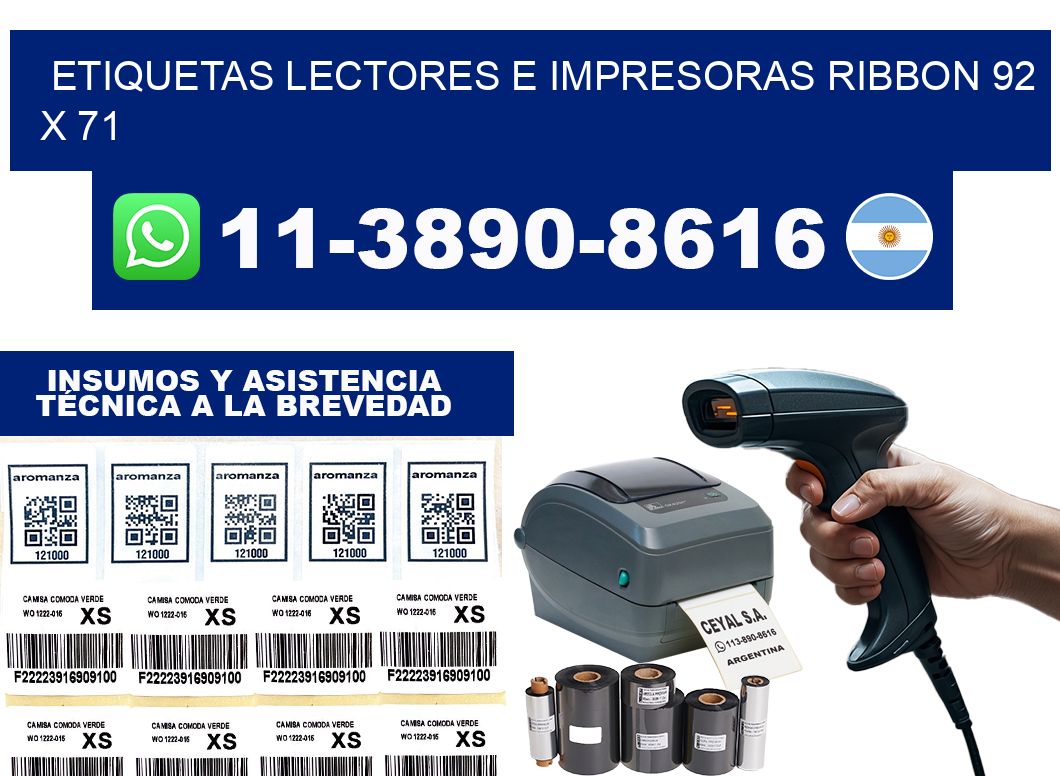 etiquetas lectores e impresoras ribbon 92 x 71