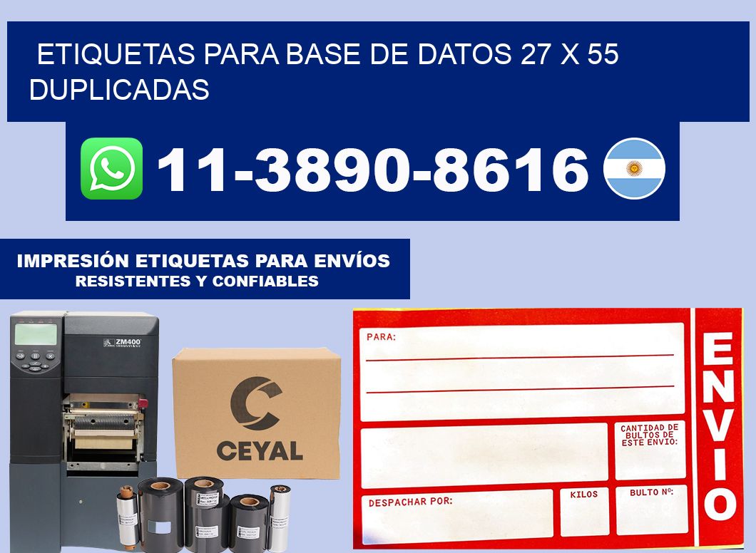 etiquetas para base de datos 27 x 55 duplicadas