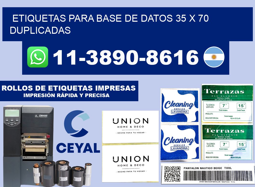 etiquetas para base de datos 35 x 70 duplicadas