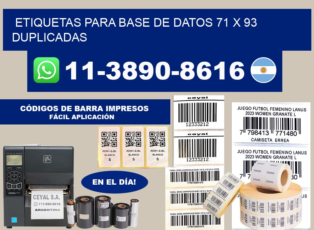 etiquetas para base de datos 71 x 93 duplicadas