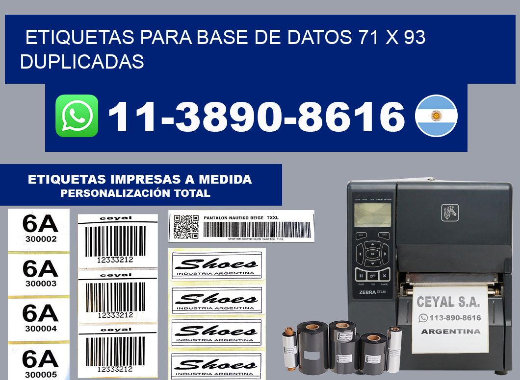 etiquetas para base de datos 71 x 93 duplicadas