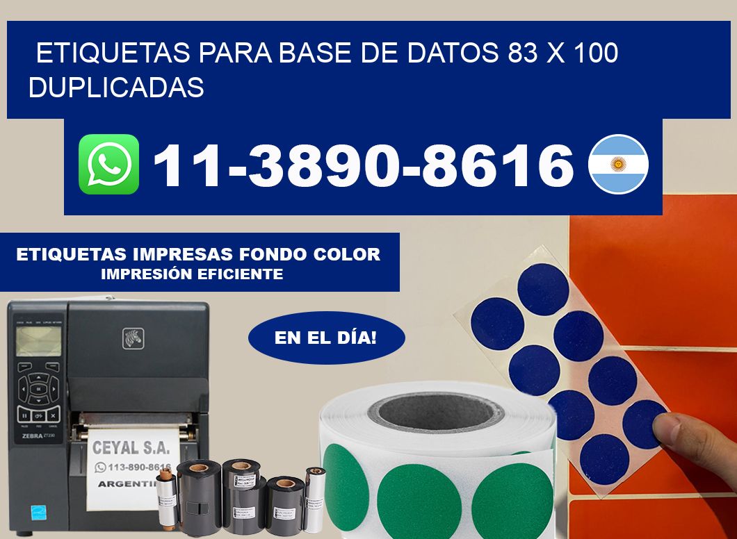 etiquetas para base de datos 83 x 100 duplicadas