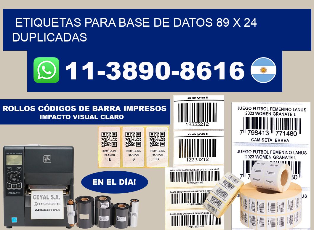 etiquetas para base de datos 89 x 24 duplicadas