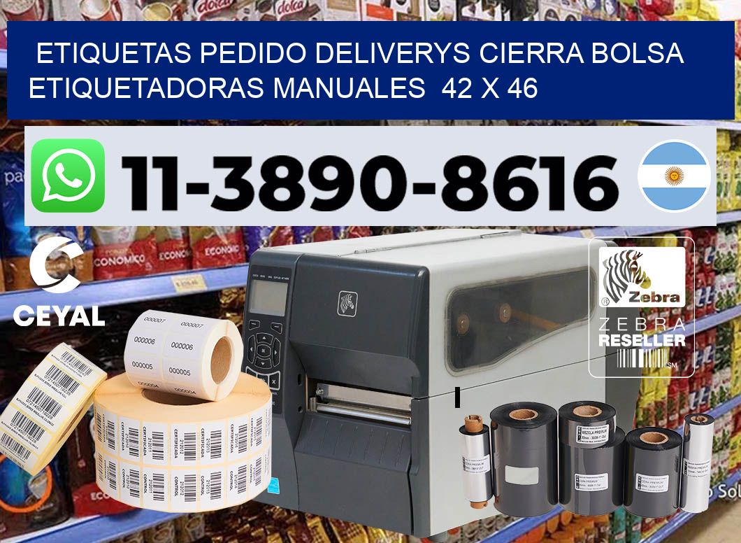 etiquetas pedido deliverys cierra bolsa  Etiquetadoras Manuales  42 x 46