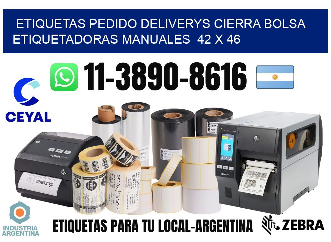 etiquetas pedido deliverys cierra bolsa  Etiquetadoras Manuales  42 x 46