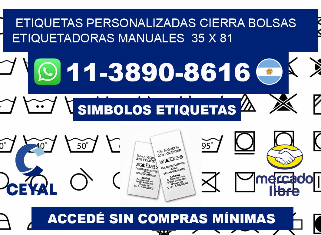 etiquetas personalizadas cierra bolsas  Etiquetadoras Manuales  35 x 81