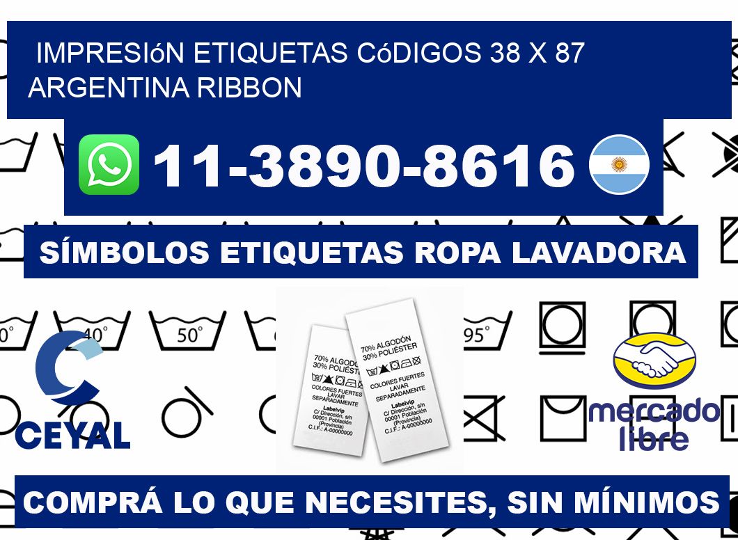 impresión etiquetas códigos 38 x 87 argentina ribbon